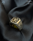 Heritage Om Carved Silver Ring